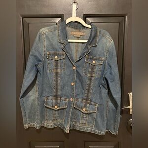 Jeanstar Denim Utility Jacket 4 Pocket Button Front Size L